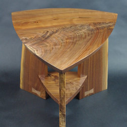 Walnut Slab Triangle End Table - Side Tables And End Tables