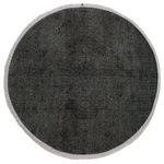 Bareen's Designer Rugs - Vintage Distressed Gerardo Gray/Black Round Rug, 6'1 x 6'2 - A mesmerizing addition to any decor, this brand-new hand knotted vintage distressed wool rug featuring vibrant colors and a traditional design is made by skilled artisans capable of creating the most exceptional Persian knotted rugs. Harnessing the natural energy of the sun, each rug is organically neutralized from its original color, shaved and purposely distressed and then saturated in an infusion of bold vibrant color pallet to give it a fresh perspective and modern appeal. This masterpiece draws its inspiration from traditional and timeless rug designs, which provides both harmony and contrast bringing a phenomenal twist in any decor. An intricate design and exquisite coloration make this all wool rug a standout piece for any room.