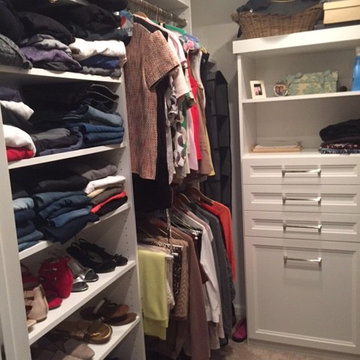 Small Walk In Closet with Tilt-Out Laundry Hamper
