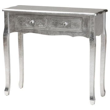 Baxton Studio Newton Traditional Silver Finsihed Wood 2-Drawer Console Table