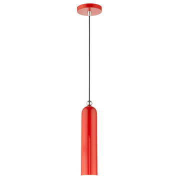 Livex 46751-72 1-Light Shiny Red Pendant, Shiny Red