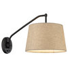Ryleigh 1-Light Articulating Wall Sconce With Modern White Shade, Matte Black Na
