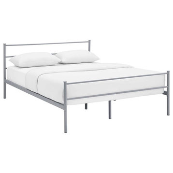 Modway Alina Powder Coated Sturdy Steel Full Platform Bed Frame in Gray
