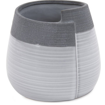 Rolled Vase Two Tone Gray, Small