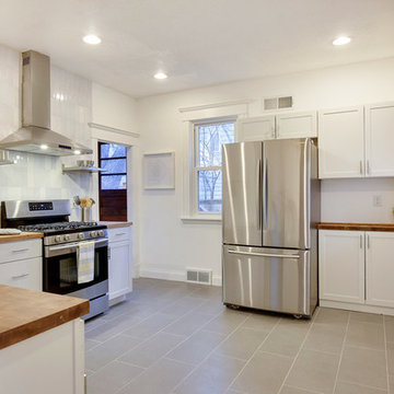 Modern White Subway Tile Kitchen