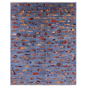 Hand-Knotted Gabbeh Fish Design Rug 8' 0" X 9' 8" - Q20456