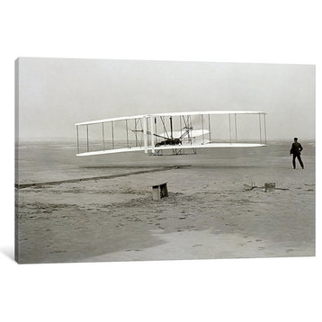 "The Wright Brothers - First Flight" by Kitty Hawk, Canvas Print, 18"x12"