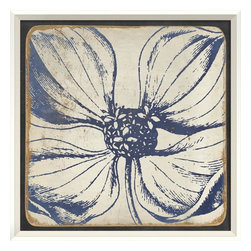 The Artwork Factory - Vintage Flower Blue II Framed Artwork - Prints And Posters