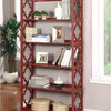 Furniture of America Vera Contemporary 5 Shelf Bookcase in Red