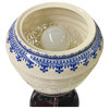Chinese White Porcelain Shade Wood Pedestal Base Table Lamp Hws1356