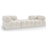 Meridian Furniture - Ames Boucle Fabric Modular Sofa, Cream, 3-Piece: 2 Corner Chair, 1 Ottoman - Introduce a touch of modern sophistication to your living area with the exquisite Ames Boucle Fabric Sectional. With plush cream boucle fabric and unique design, it will elevate the visual appeal of your living space. This elegant and captivating sectional can be mixed and matched with other pieces from the collection to create an endless array of stunning looks. So, get ready to transform your living area into an inviting and stylish haven with the Ames Boucle Fabric Sectional.