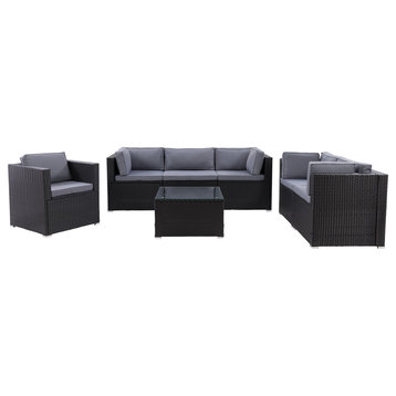 Corliving Parksville Patio Sofa Sectional Set 7Pc