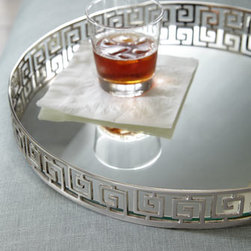 Silvery Greek Key Tray - Serving Dishes And Platters