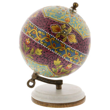 Modern 7" Multicolored Resin and Wood Decorative Lattice Globe