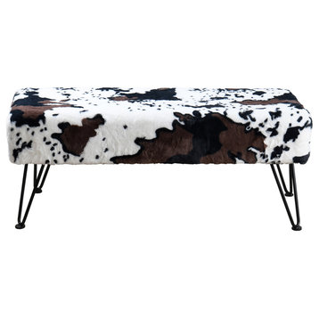 Cows Flowers Rectangle Ottoman, Cows Flowers, 46x16x17