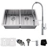 Kraus 33" Undermount Kitchen Sink St Steel, Faucet With Dispenser, Chrome