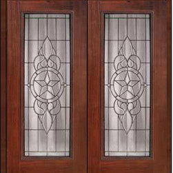 Prehung Home Double Door 80 Fiberglass Brazos Full Lite Glass - Front Doors