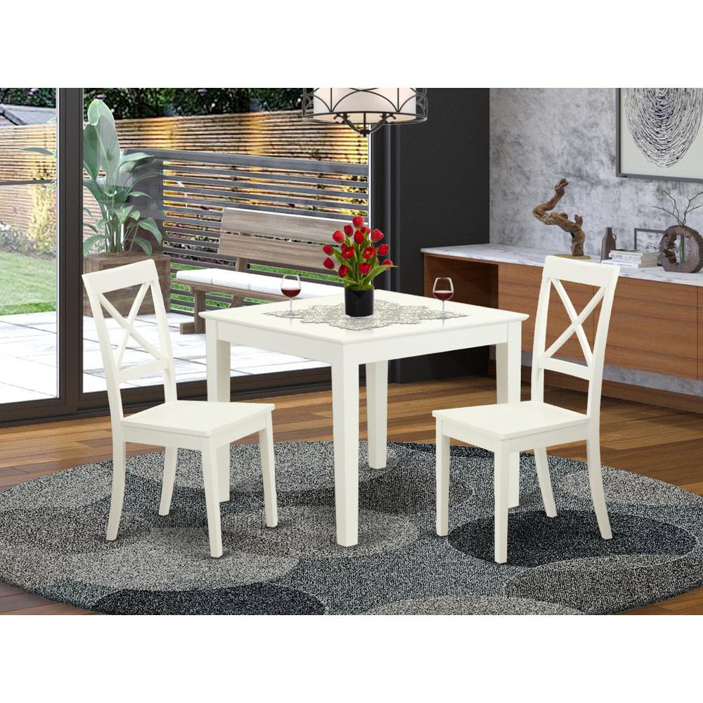 3-Piece Square Kitchen Table and 2 Wood Kitchen Dining Chairs, Linen ...