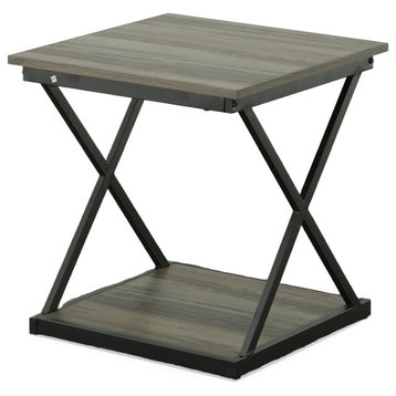 Stella Side Table, Weathered Gray/Black