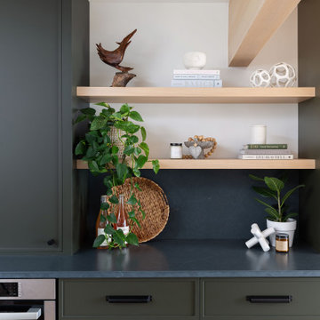 Elegant Modern Kitchen with Green Flat Panel Cabinets