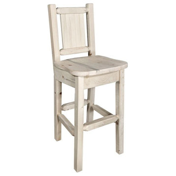 Montana Woodworks Homestead 30" Solid Wood Barstool with Back in Natural