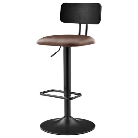 Judith PU Gaslift Bar Stool,, Set of 2, Toasted Dark Brown