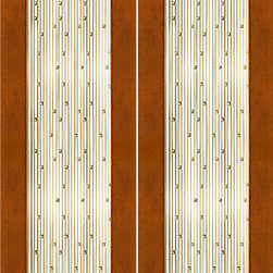 2-1/4" Thick Contemporary Mahogany Double Doors Art Glass - Front Doors