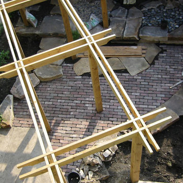Construction of patio, steps and seating wall