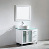 Tuscany 36" Single White Vanity With Vessel Sink, With Mirror