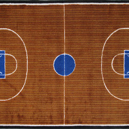 LA Rug Inc - Basketball Court Rug, Multi-Color - Kids Rugs