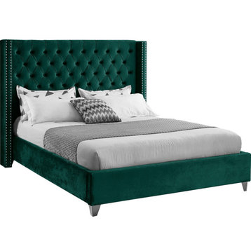 Aiden Velvet Bed, Green, Full