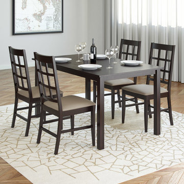 Corliving Atwood 5-Piece Dining Set With Taupe Stone Leatherette Seats