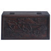 Chinese Brown Dimensional Relief Flower Motif Rectangular Box Chest Hws1047