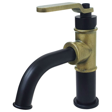 Single-Handle Bathroom Faucet and Push Pop-Up, Matte Black/Antique Brass