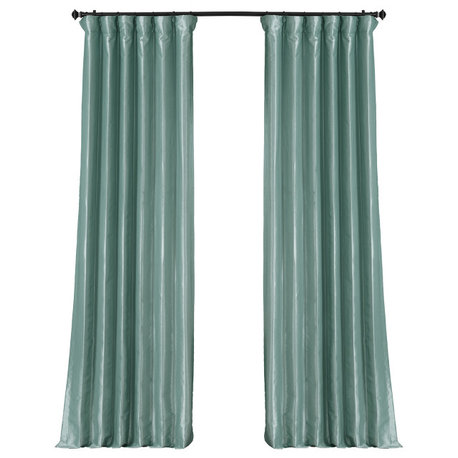 Robin's Egg Blackout FauxSilk Taffeta Curtain Single Panel, 50"x96"