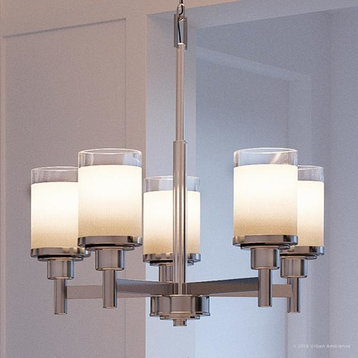 Luxury Contemporary Chandelier, Cupertino Series, Brushed Nickel