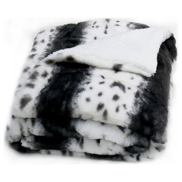 Elite Faux Fur Throw Blanket With Sherpa Backing, Citraka Black, 60" X 80"