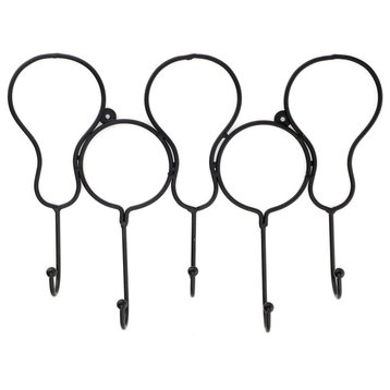 Balloon Shaped 15.5 in. L Black Hook Rail With 5 Hooks