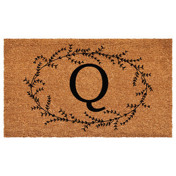 Calloway Mills Rustic Leaf Vine Monogrammed Doormat, 36"x72", Letter Q