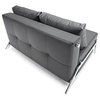 Cubed Sofa Bed w Chrome Legs in Black Leather Textile