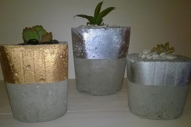 Handcrafted Concrete Pots. Set of 3.