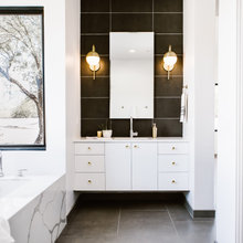Bathrooms - black, white, grey, brass