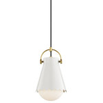 Mitzi - Mitzi Lauryn 1-LT Small Pendant H351701S-AGB/WH - Aged Brass & White - This 1-LT Small Pendant from Mitzi has a finish of Aged Brass & White and fits in well with any Modern, Simplicity style decor.