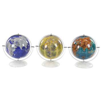 Modern Stainless Steel and Marble Pop Art Decorative Globes