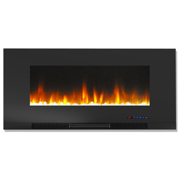 42" Wall-Mount Electric Fireplace, Black