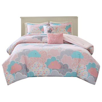 Kids Cotton Comforter/Duvet Cover/Coverlet Set, Pink, Twin, Duvet Cover