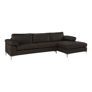 Soflex Austin Modern Dark Brown Genuine Leather Sectional Sofa