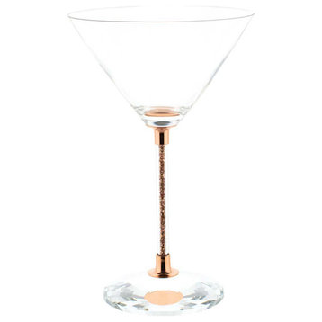 Sparkles Home Martini Glasses with Crystal-Filled Stems - Set of 6 - Rose