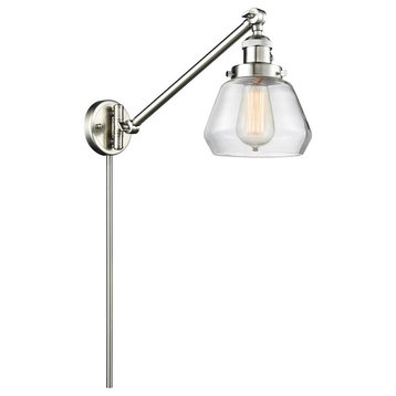 Fulton 1 Light Swing Arm or Wall Lamp in Satin Nickel
