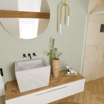 Petite salle de bain dans les combles